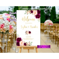 Burgundy Wedding Welcome Sign,Marsala Wedding Welcome sign,(20w) Burgundy Wedding Welcome Sign,Marsala Wedding Welcome sign,(20w)